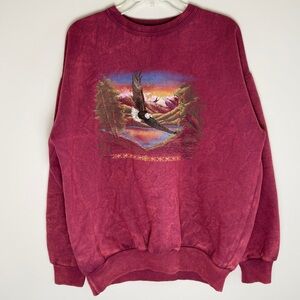 Vintage Marshlands Canada Sweatshirt  Large Bald Eagle Maroon Crewneck 90s